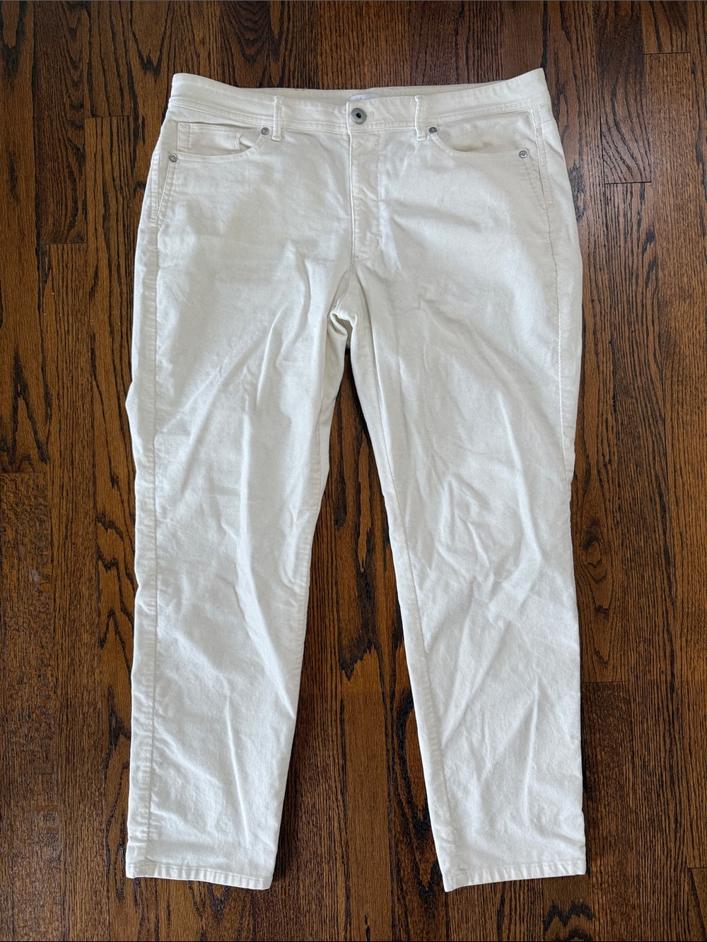 B41 J. Jill Women’s 14 Corduroy Straight-Leg Pants Off White Cream